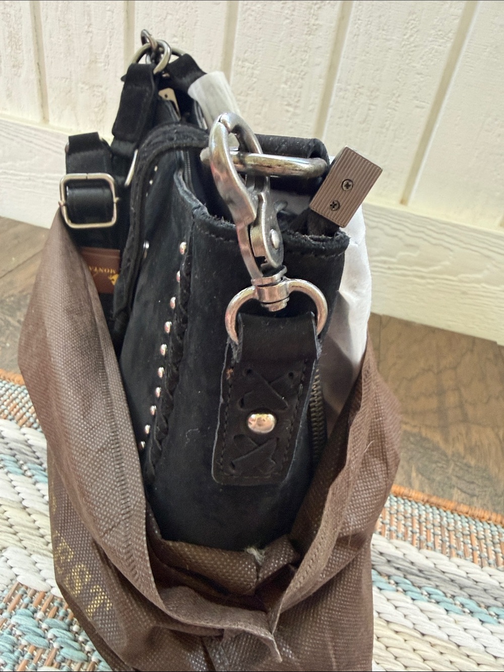 New NWT Montana West Black Leather Suede Shoulder Bag Conceal Carry Purse - Picture 9 of 9